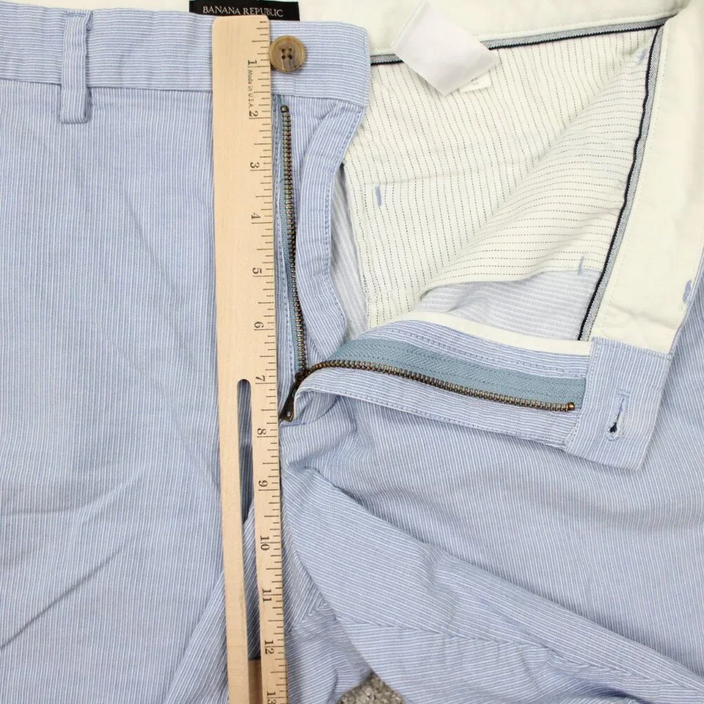 Banana Republic Aiden Club Chino Shorts Mens 34 Blue Cotton Textured 10